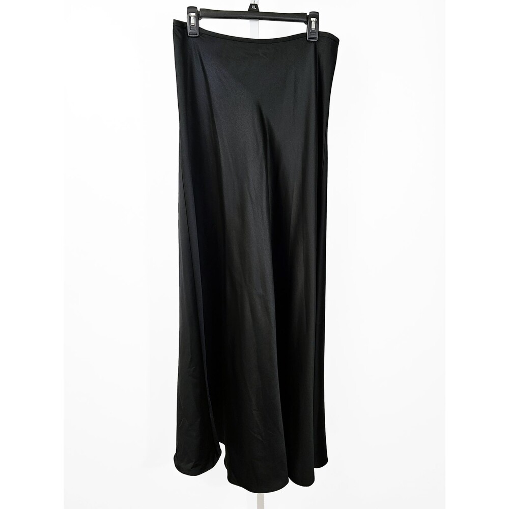Calvin Klein M/L Black Maxi Satin Skirt Whimsygoth Classic Elegant